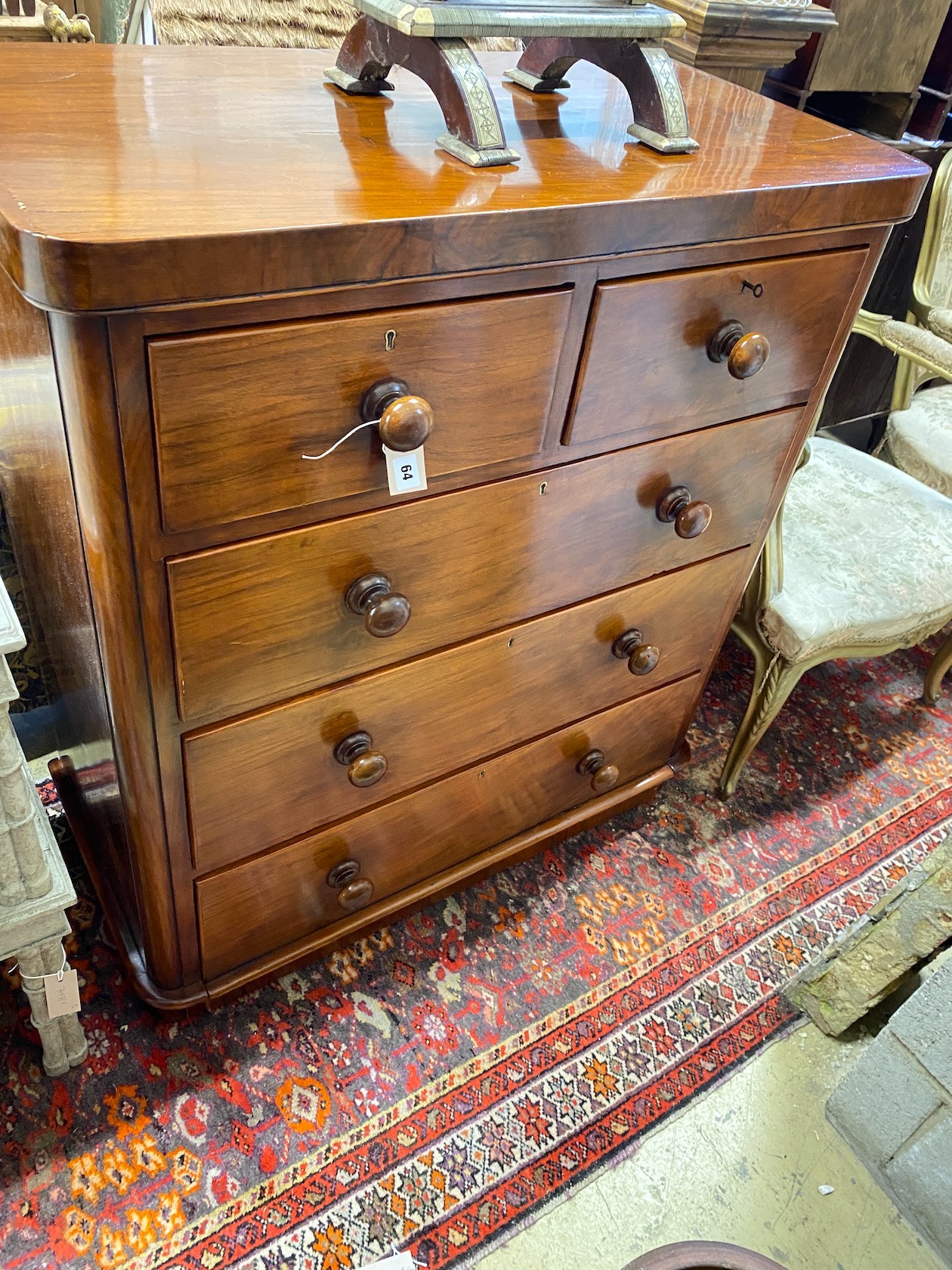 A Victorian walnut chest, width 97cm, depth 49cm, height 109cm